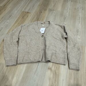 Wayf Light Beige Cardigan Sweater